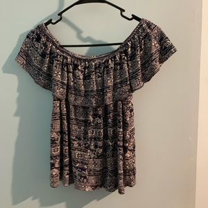 patterned off the shoulder top